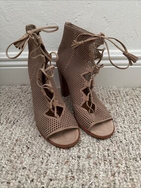Frye Lace-Up Peep-Toe Booties